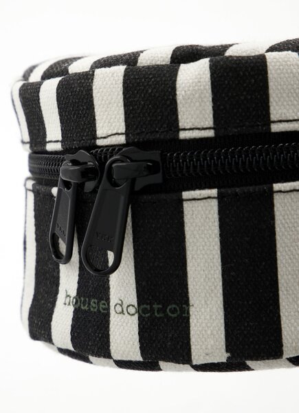Úložný guľatý box so zipsom Black/Off-white – set 2 ks