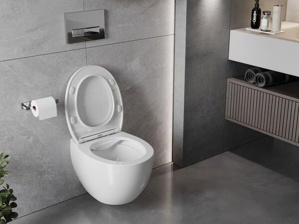 Mexen Egg WC misa Rimless s doskou s tichým zatváraním slim, duroplast, biela lesk - 30245000