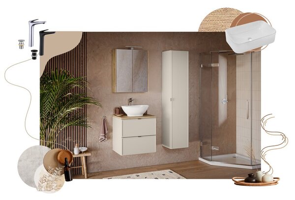 Comad Závesná umývadlová skrinka s dvierkami Bella Cashmere 82-120-46-3D kašmírová
