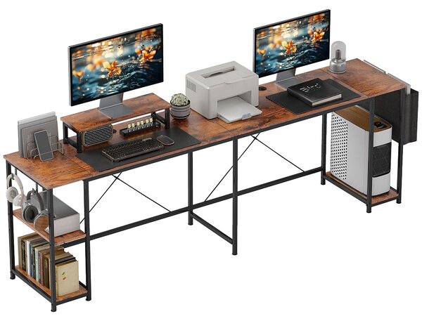HOMCOM Písací stôl v tvare L 168 x 120 cm Rohový písací stôl s odkladacími priehradkami
