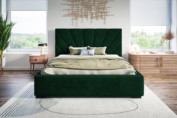 Čalúnená posteľ BED 9 120x200 tmavo zelená
