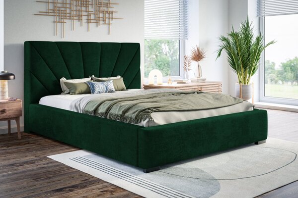 Čalúnená posteľ BED 9 120x200 tmavo zelená