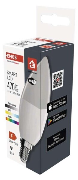 EMOS Inteligentná LED žiarovka GoSmart E14 4,8W 230V Wi-Fi RGB stmievateľná