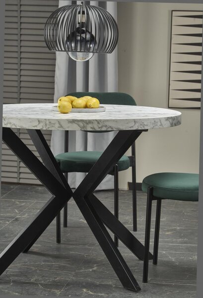 Halmar Rozkladací jedálenský stôl PERONI 100(250)x100 biely mramor/čierny