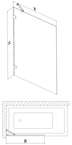 Mexen Lunar paraván na vaňu 1-krídlový 90 x 150 cm, transparentný, brúsená meď - 897-090-000-65-00