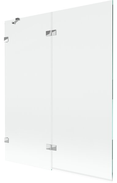 Mexen Lunar, 2-krídlová vaňová zástena ľavá 140 x 150 cm, číre sklo, chrómová, 897-140-100-01-00-L