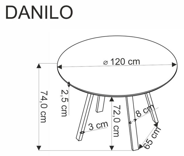 Halmar Okrúhly jedálenský stôl DANILO 120 orech/čierny - výpredaj skladu