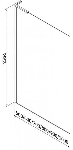 Mexen Next L vaňová zástena s 1-krídlom 50 x 150 cm, transparentná, chróm - 895-050-000-03-00-01