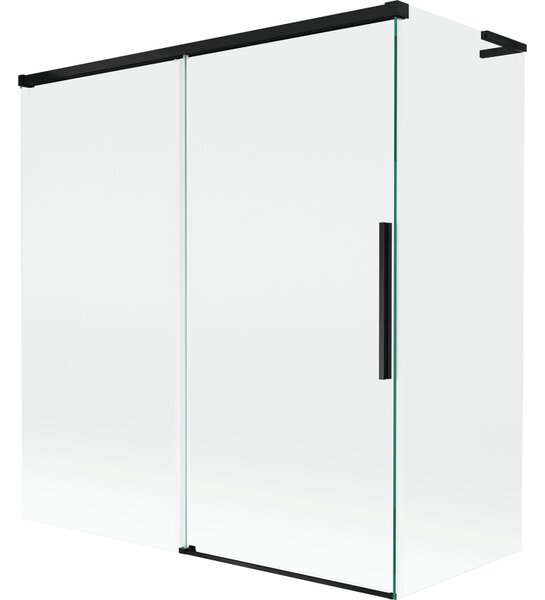 Mexen Rox L rohový sprchový paraván 2-krídlový zasúvací 150 + 70 x 150 cm, transparentný, čierny - 8C9L-150-070-70-00