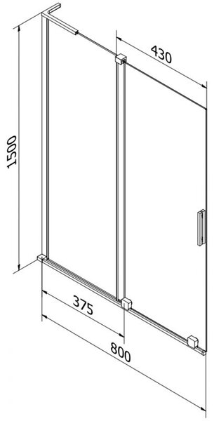 Mexen Velar L vaňová zástena 2-krídlová posuvná 80 x 150 cm, transparentná, chróm - 896-080-003-01-01