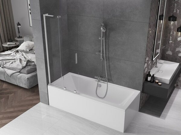 Mexen Velar L vaňová zástena 2-krídlová posuvná 80 x 150 cm, transparentná, chróm - 896-080-003-01-01
