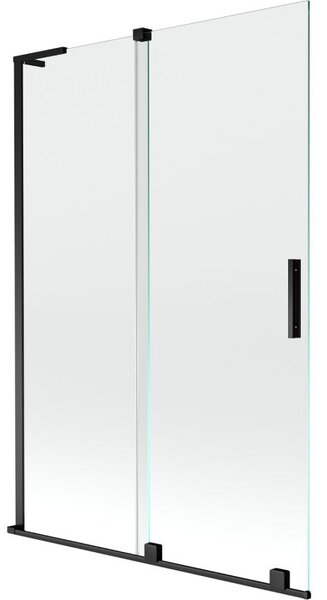 Mexen Velar L vaňová zástena 2-krídlová posuvná 120 x 150 cm, priehľadná, čierna - 896-120-003-01-70