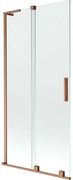 Mexen Velar L paraván na vaňu 2-krídlový posuvný 90 x 150 cm, transparentný, brúsená meď - 896-090-003-01-65