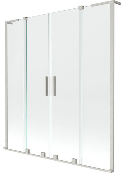 Mexen Velar L Duo sprchová zábrana, dvojdverová posuvná 150 x 150 cm, transparentná, kartáčovaný nikel - 896-150-003-02-97