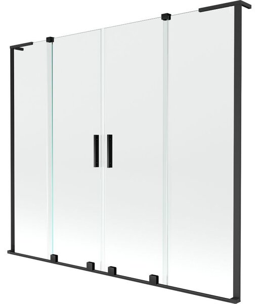 Mexen Velar L Duo vaňová zástena 2-krídlová posuvná 170 x 150 cm, transparentná, čierna - 896-170-003-02-70