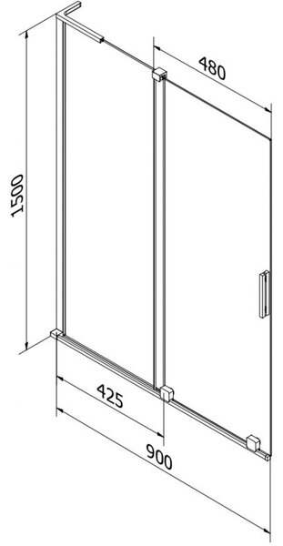 Mexen Velar L paraván na vaňu 2-krídlový posuvný 90 x 150 cm, transparentný, brúsená meď - 896-090-003-01-65