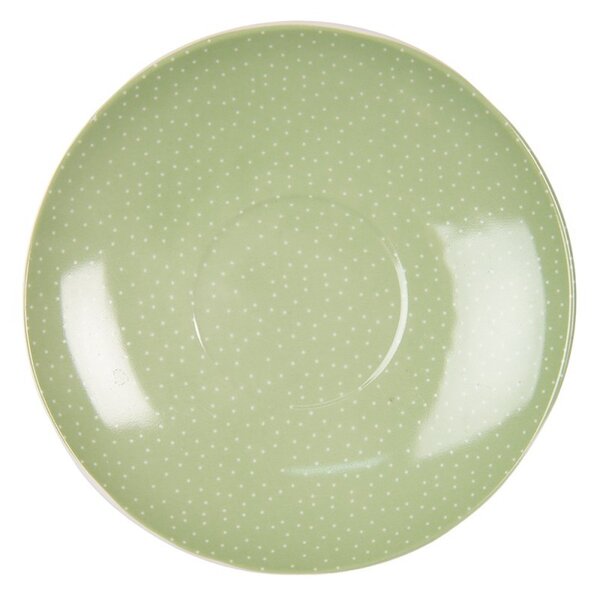 Zelená porcelánová šálka s tanierikom s kvetmi a vtáčikom Cheerful Birdie - 12*9*6cm/ 200ml - Clayre & Eef