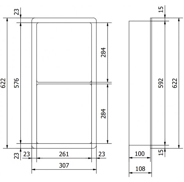 Mexen X-Wall-K, polička na zapustenie z konglomerátu 622x307x100 mm, biela, 1900623010