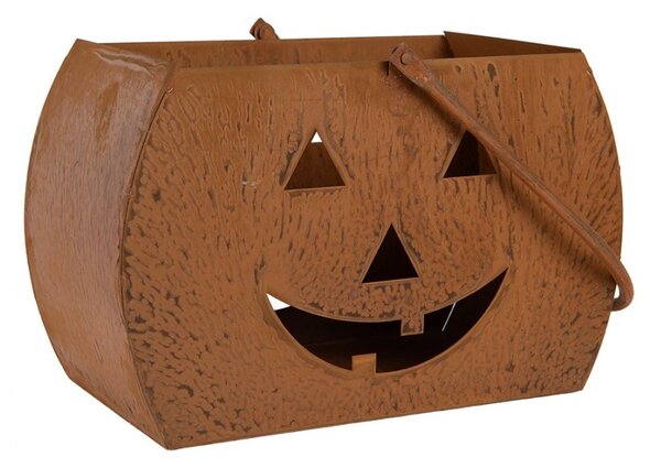 Rustikálne hrdzavá lampáš tekvica Halloween - 30*15*19 cm - Clayre & Eef