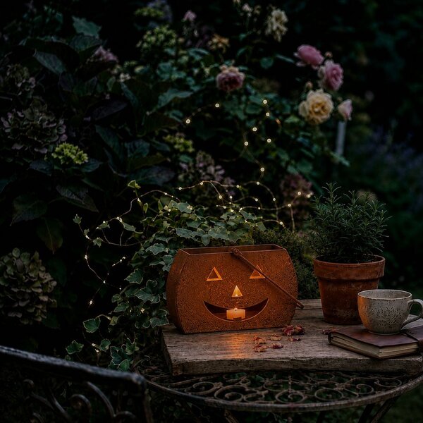 Rustikálne hrdzavá lampáš tekvica Halloween - 30*15*19 cm - Clayre & Eef