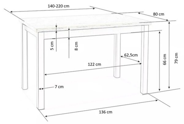 Halmar Rozkladací jedálenský stôl TIAGO 140(220)x80 dub hikora / kašmír