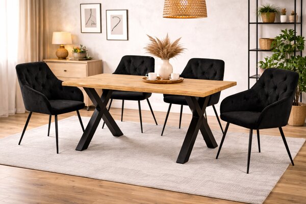 House 5 Jedálenský set 4+1 ROBUL 140 prírodný / SIENA čierna
