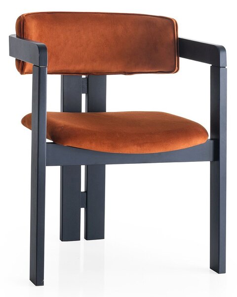 Kalune Design Jedálenská stolička CO Velvet z masívu škoricová/čierna