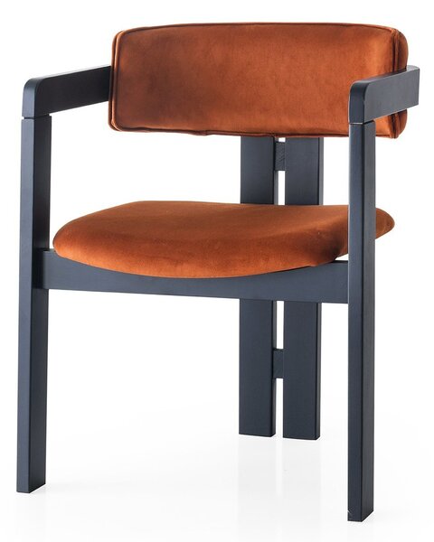 Kalune Design Jedálenská stolička CO Velvet z masívu škoricová/čierna
