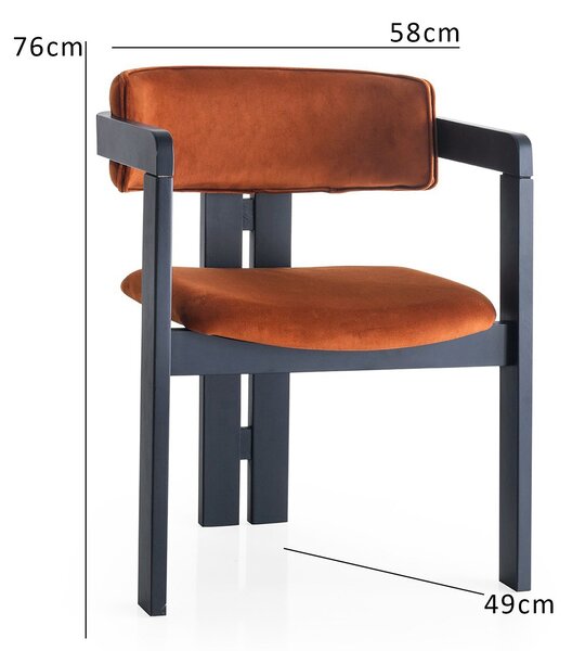 Kalune Design Jedálenská stolička CO Velvet z masívu škoricová/čierna