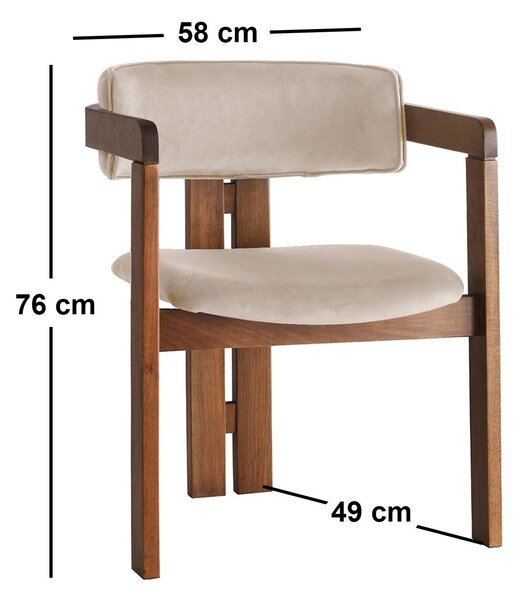 Kalune Design Jedálenská stolička CO Zamat z masívu béžová/orech