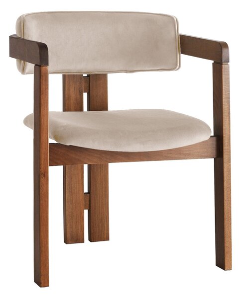 Kalune Design Jedálenská stolička CO Zamat z masívu béžová/orech