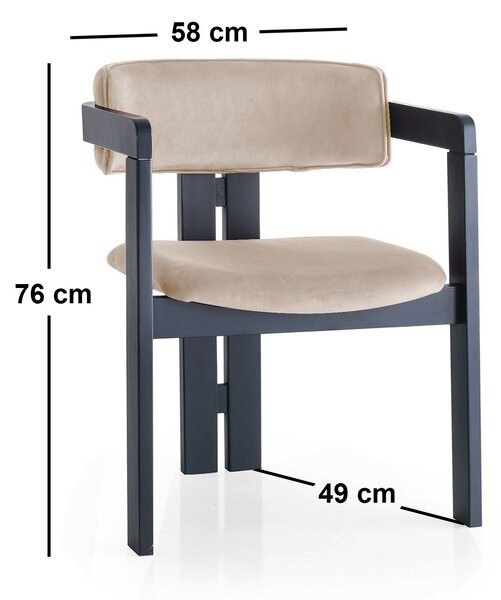 Kalune Design Jedálenská stolička CO Zamat z masívu béžová/čierna