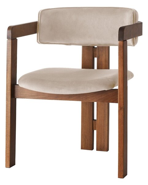 Kalune Design Jedálenská stolička CO Zamat z masívu béžová/orech