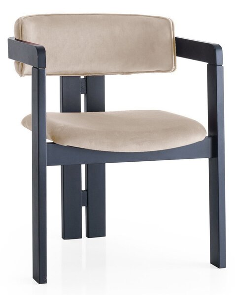 Kalune Design Jedálenská stolička CO Zamat z masívu béžová/čierna