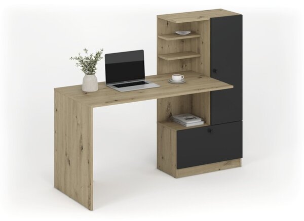 Halmar Písací stôl s regálom HOBAS dub artisan / čierna