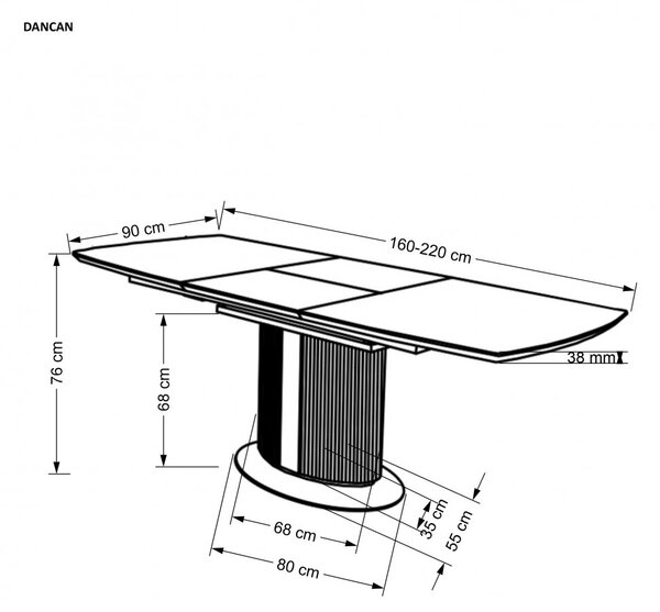 Halmar Rozkladací jedálenský stôl DANCAN 160(220)x90 biely mramor/sivá