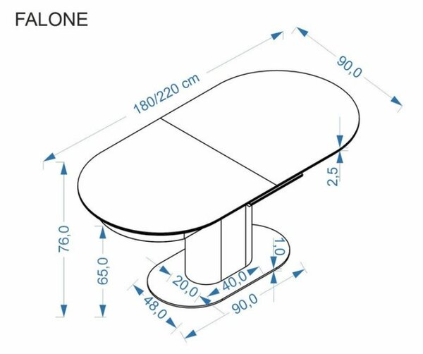Halmar Rozkladací jedálenský stôl FALONE 180(220)x90 svetlý travertín / kašmírová podnož