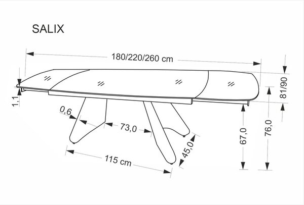 Halmar Rozkladací jedálenský stôl SALIX 180(260)x90 traventin/kašmír