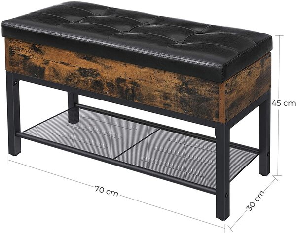 Lavica s botníkom TAYLOR 70x30 cm, rustikálne hnedá/čierna