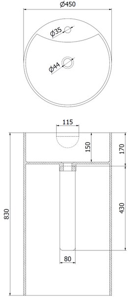 Mexen Ajax-02 voľne stojaca umývadlo z konglomerátu 45 x 45 cm, biela matná - 26514500