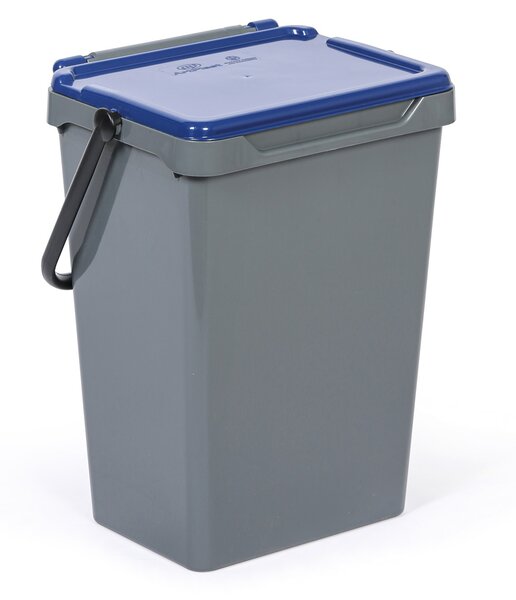 Plastový odpadkový kôš na triedenie odpadu, sivá + modrá, 35 l