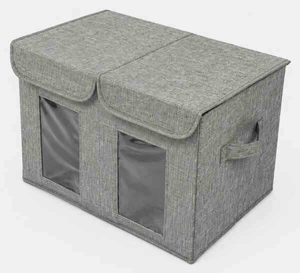 Sinsay - Skladací úložný box s okienkami a vekom - tmavosivá
