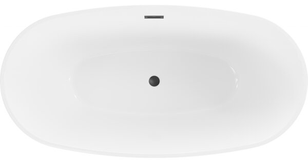 Mexen Eris, voľne stojaca vaňa 170 x 80 cm, biela, čierny prepad, 53441708000-70