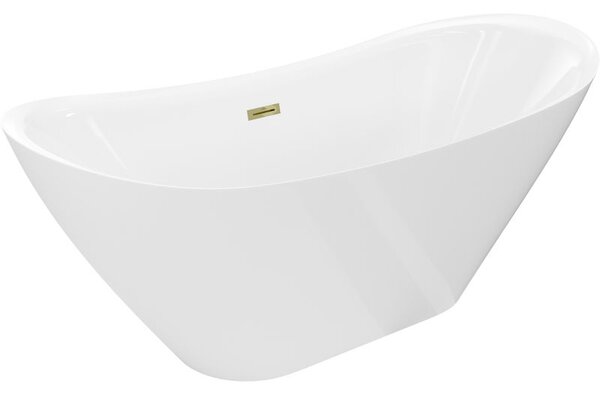 Mexen Lotos vaňa voľne stojaca 140 x 75 cm, biela, prepad zlatý - 52051407700-50