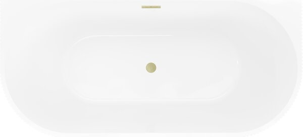 Mexen Oris voľne stojaca nástenná ryhovaná vaňa 170 x 80 cm, biela/čierna, prepad zlatý kartáčovaný - 52871708075-55