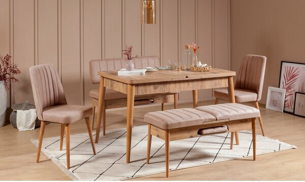 Kalune Design Jedálenská stolička Stormi z masívu borovice Atlantic/béžová