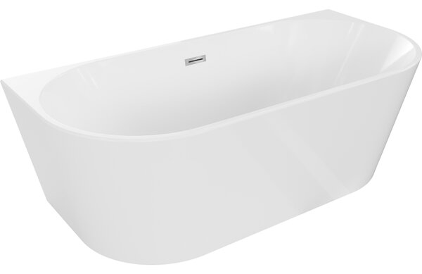Mexen Oval, voľne stojaca nástenná vaňa 140 x 75 cm, biela, chrómový prepad, 52671407500-01