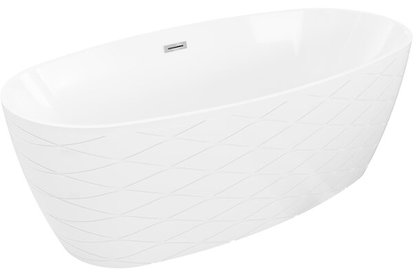 Mexen Olea samostatne stojaca vaňa vzor 170 x 80 cm, biela, prepad chróm - 52821708000-01