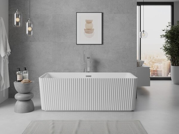 Mexen Nila voľne stojaca ryhovaná vaňa 170 x 75 cm, biela, prepad chróm - 52841708000-01