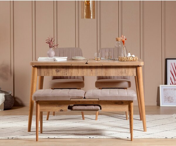 Kalune Design Jedálenská stolička Stormi z masívu borovice Atlantic/béžová